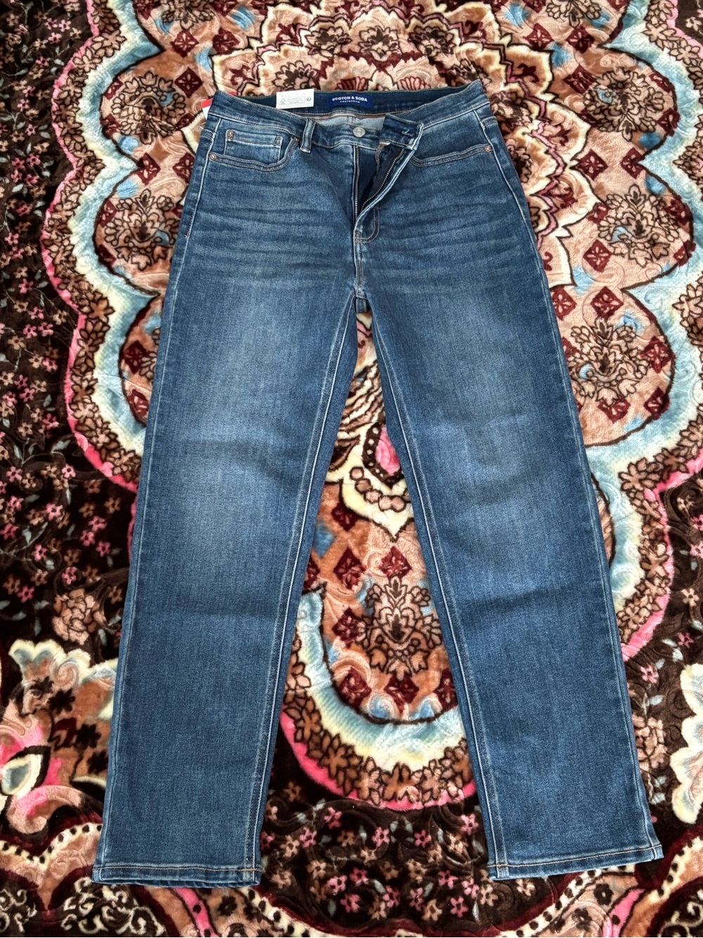 Scotch & Soda Medium Dark Blue Straight-Leg Jeans